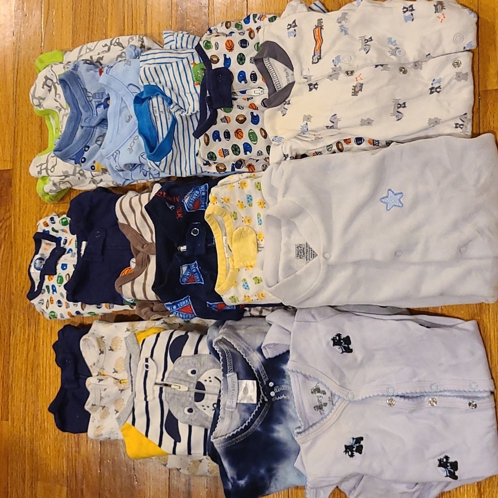 Bundle of baby footie pajamas